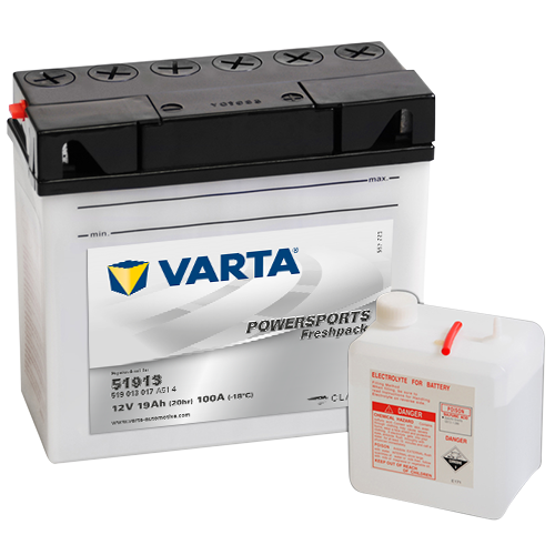 Мото аккумулятор VARTA Powersports Freshpack 519013 12V 19Ah 100А (184x77x170) обр. пол. 519 013 017, сухозар.