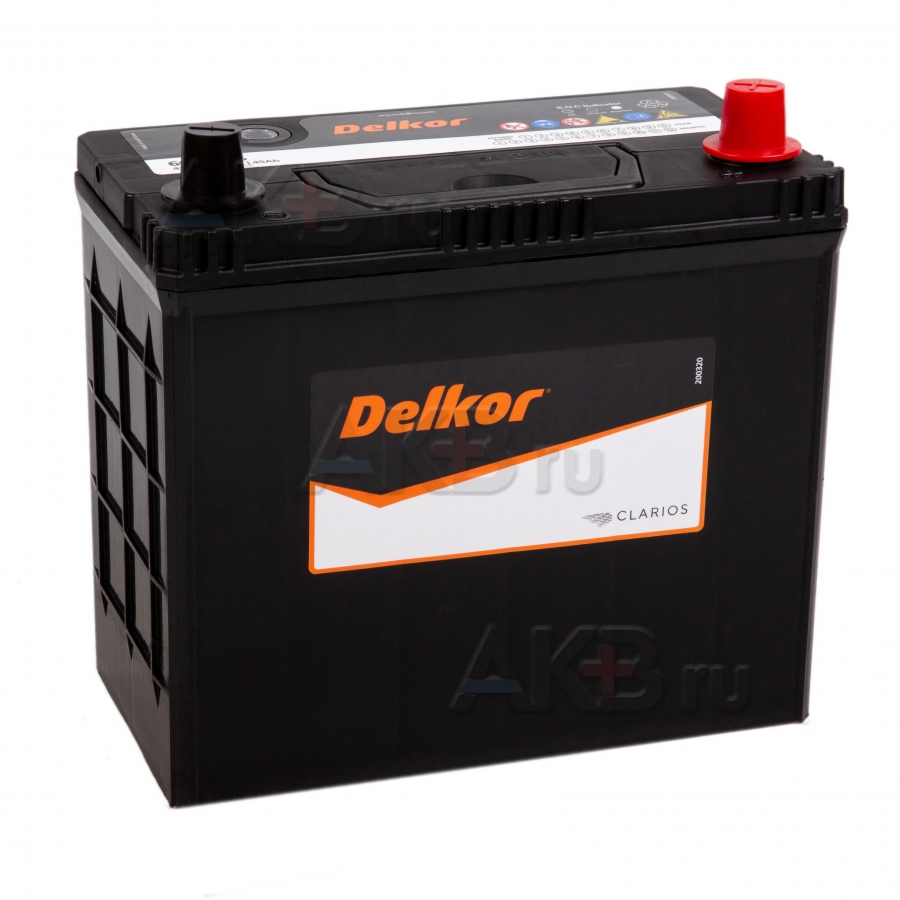 Автомобильный аккумулятор Delkor 60B24LS (45R 430A 238x129x227)