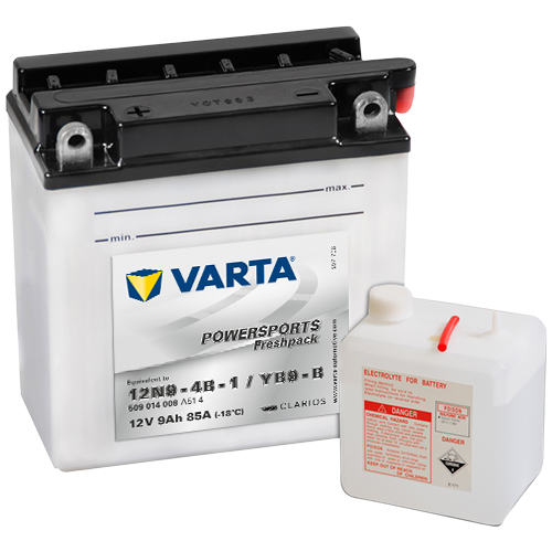 Мото аккумулятор VARTA Powersports Freshpack 12N9-4B-1 12V 9Ah 85А (136x76x134) прям. пол. 509 014 008, сухозар.