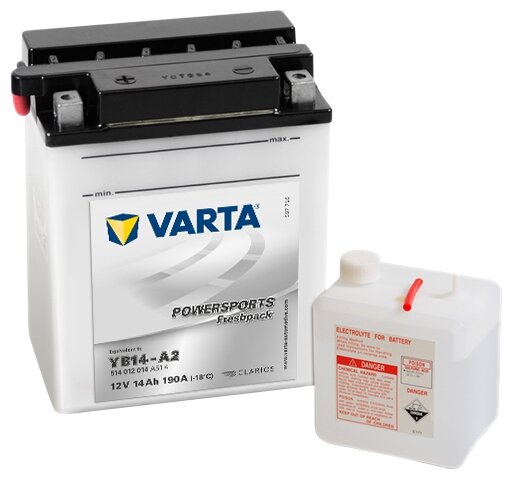 Мото аккумулятор VARTA Powersports Freshpack YB14-A2 12V 14Ah 190А (136x91x168) прям. пол. 514 012 014, сухозар.