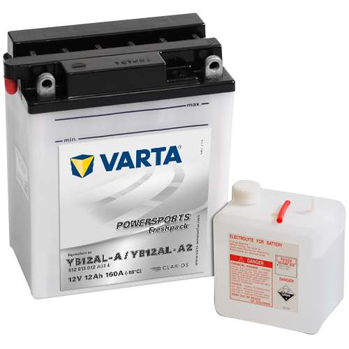 Мото аккумулятор VARTA Powersports Freshpack YB12AL-A 12V 12Ah 160А (136x82x161) о/п 512 013 012, сух.