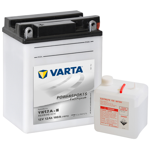 Мото аккумулятор VARTA Powersports Freshpack YB12A-B 12V 12Ah 160А (136x82x162) прям. пол. 512 015 012, сухозар.