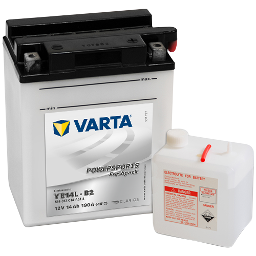 Мото аккумулятор VARTA Powersports Freshpack YB14L-B2 12V 14Ah 190А (136x91x168) обр. пол. 514 013 014, сухозар.