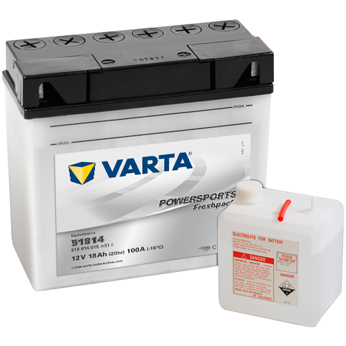Мото аккумулятор VARTA Powersports Freshpack 51814 12V 18Ah 100А (186x82x171) обр. пол. 518 014 015, сухозар.