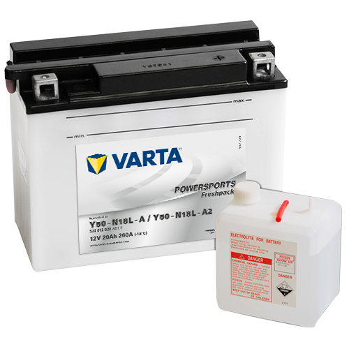 Мото аккумулятор VARTA Powersports Freshpack Y50-N18L-A 12V 20Ah 260А (207x92x164) о/п 520 012 020, сух.
