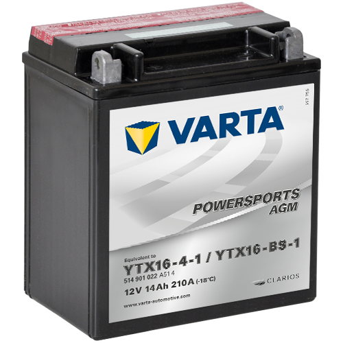 Мото аккумулятор VARTA Powersports AGM YTX16-4-1 12V 14Ah 210А (150x87x161) п/п 514 901 022, сух.