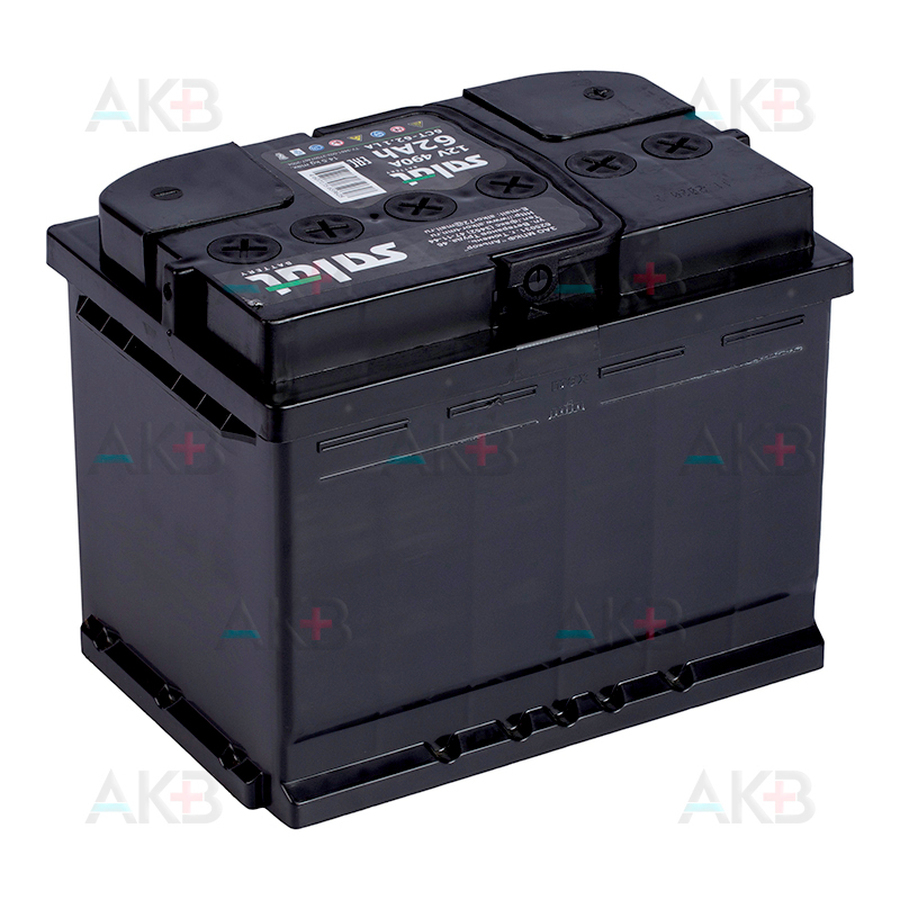 Автомобильный аккумулятор Salut 6СТ-62LA 12V 62Ач п/п 490A (242x175x190)