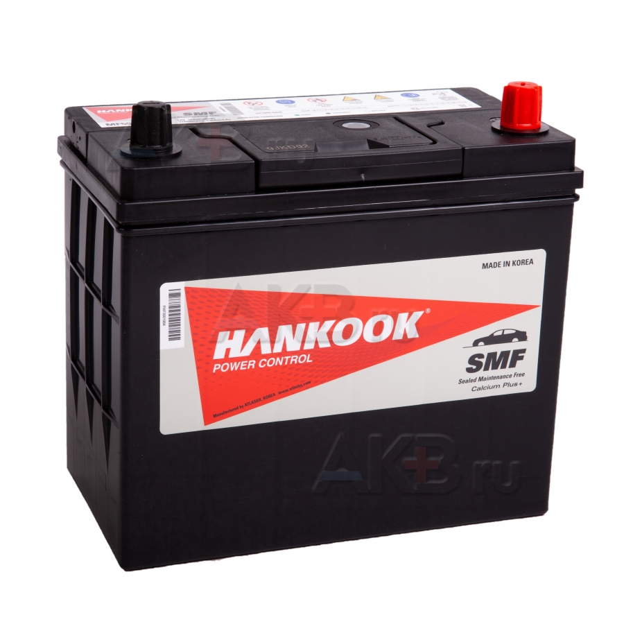 Автомобильный аккумулятор Hankook 55B24L (45R 430 238x129x227) переходник