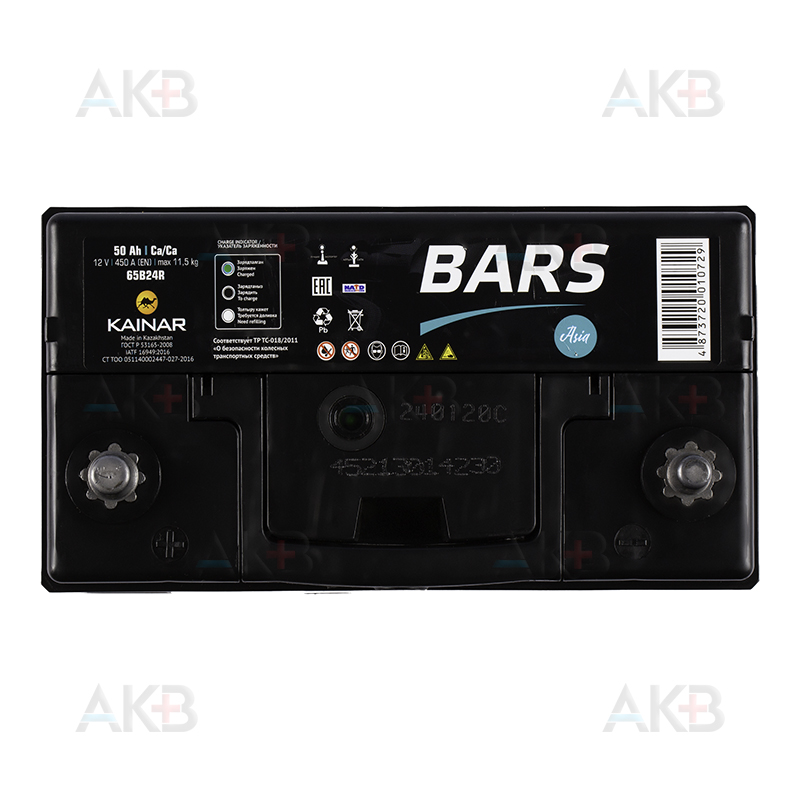 Автомобильный аккумулятор BARS Asia 6СТ-50 VL АПЗ п.п. 65B24R 50Ач 450A (238x129x227) уз. клеммы