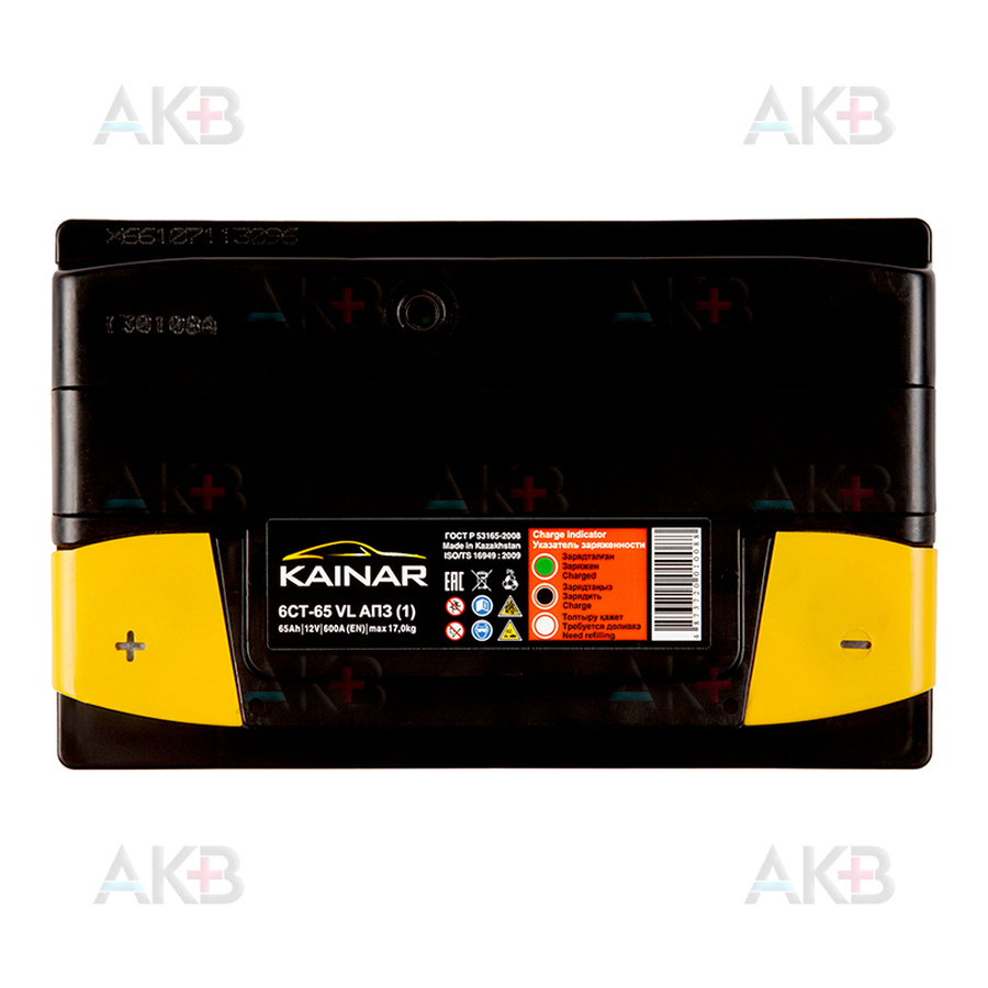Автомобильный аккумулятор Kainar 6СТ-65 VL АПЗ п.п. 65Ач 600А (278x175x190)
