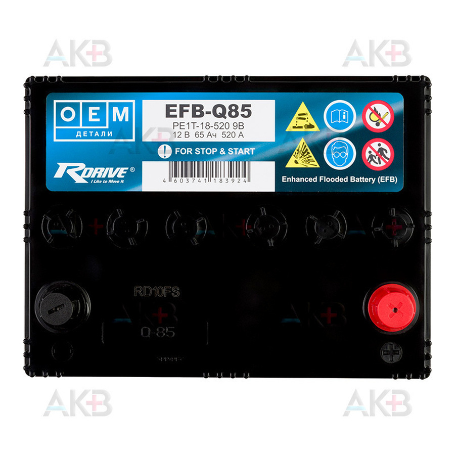 Автомобильный аккумулятор RDrive OEM EFB-Q85 (90D23L) 65Ah 520А (232x173x225) PE1T-18-520 9B