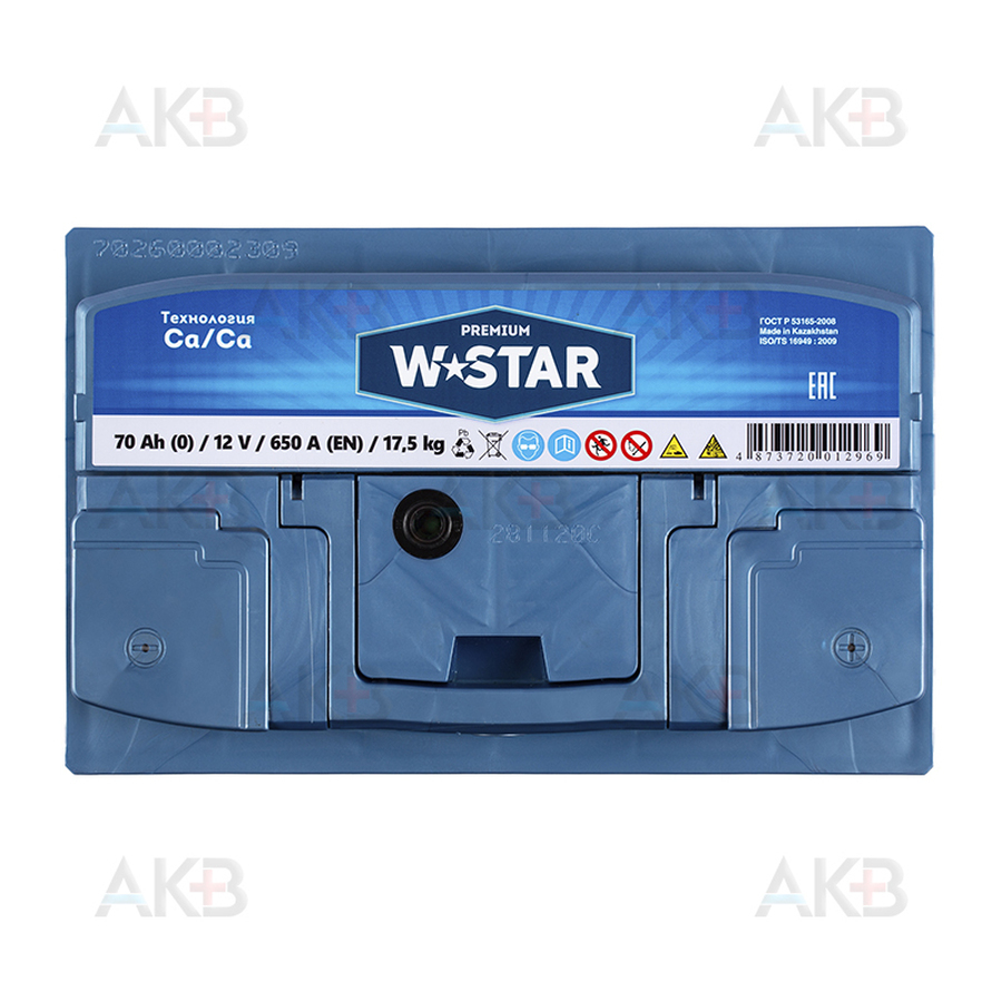 Автомобильный аккумулятор W STAR 70 Ач обр. пол. 650А (278x175x190)