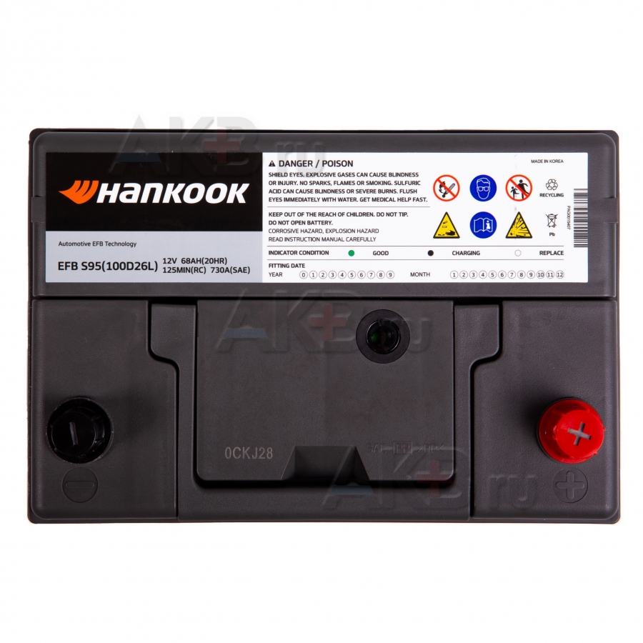 Автомобильный аккумулятор Hankook EFB 100D26L (68R 730А 258x173x225) Start-Stop
