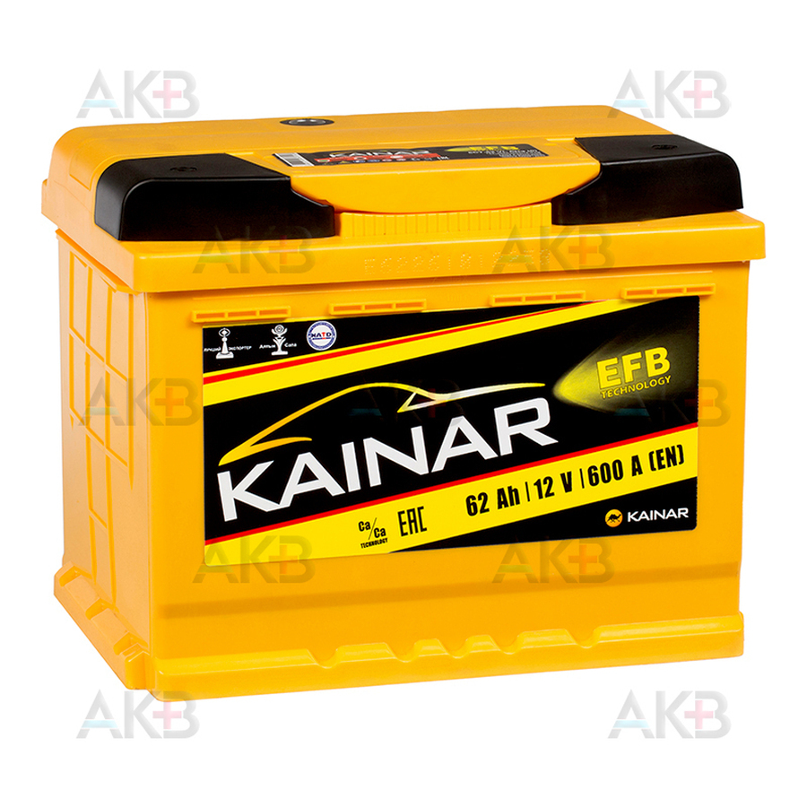 Автомобильный аккумулятор KAINAR EFB 62 Ач обр. пол. 600А (242x175x190)