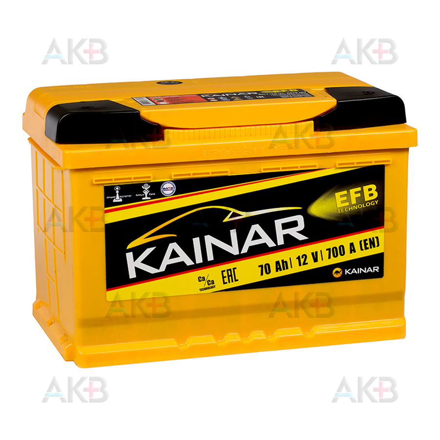Автомобильный аккумулятор KAINAR EFB 70 Ач обр. пол. 700А (278x175x190)