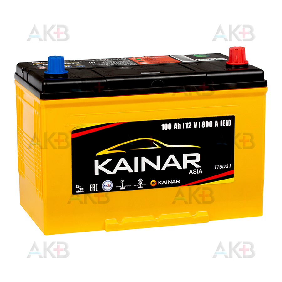 Автомобильный аккумулятор Kainar Asia 6СТ100 VL АПЗ о.п. 115D31L 100 Ач 800A (306x173x225)