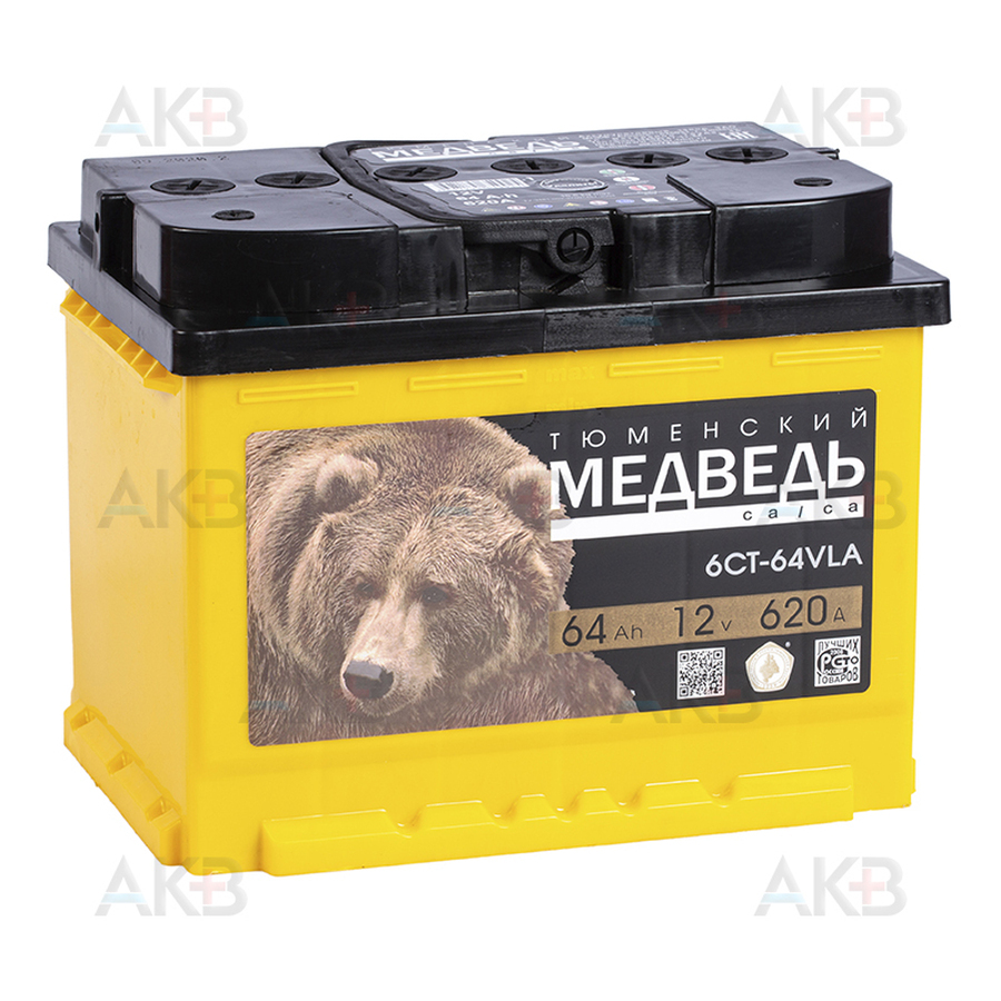 Автомобильный аккумулятор Тюменский медведь 64 Ач 620A п.п. (242x175x190) Calcium Plus