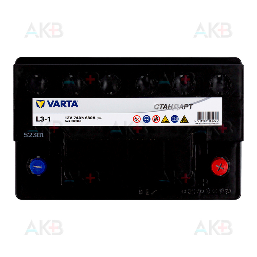 Автомобильный аккумулятор VARTA Стандарт 74 Ач 680А обр. пол. (278x175x190) 6СТ-74.0 L3-1