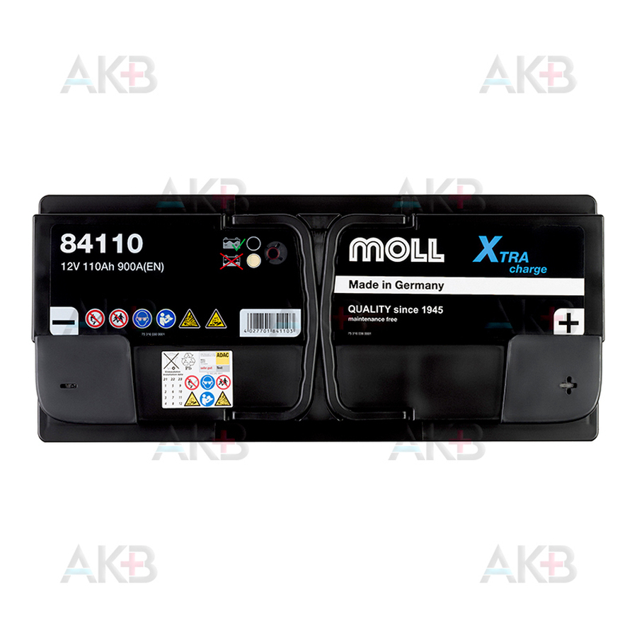 Автомобильный аккумулятор Moll X-TRA charge 110 Ач 900A обр. пол. (393х175х190) 84110