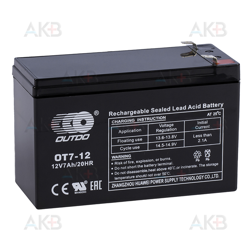 Аккумуляторная батарея OUTDO VRLA 12V 7 Ah (OT7-12) 151x65x94