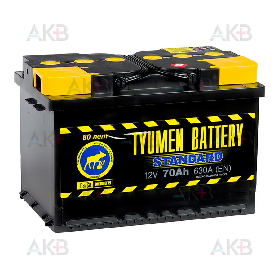 Автомобильный аккумулятор Tyumen Battery Standard 70 Ач обр. пол. 630A (278x175x190)