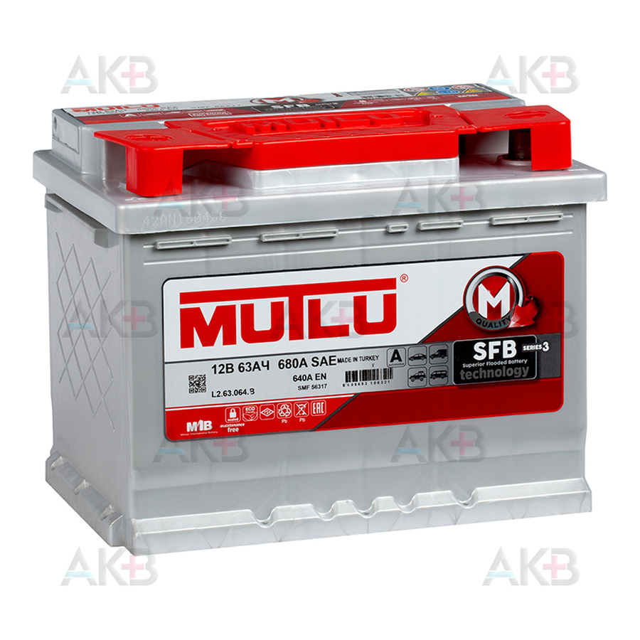 Автомобильный аккумулятор Mutlu SFB 3 56317 63Ач 640A прям. пол. (242x175x190) L2.63.064.B