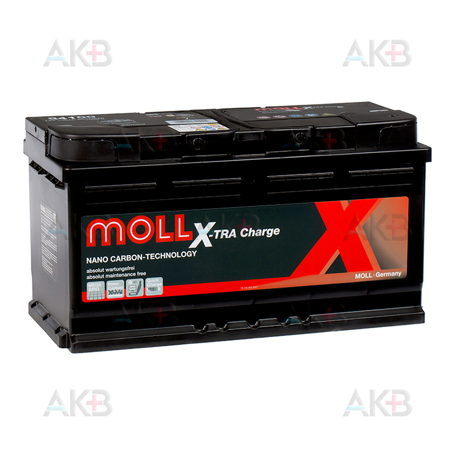 Автомобильный аккумулятор Moll X-TRA charge 100 Ач 850A обр. пол. (353x175x190) 84100