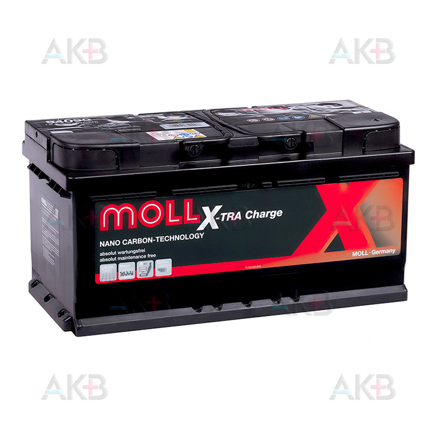Автомобильный аккумулятор Moll X-TRA charge 90 Ач 800A обр. пол. (353x175x175) 84090