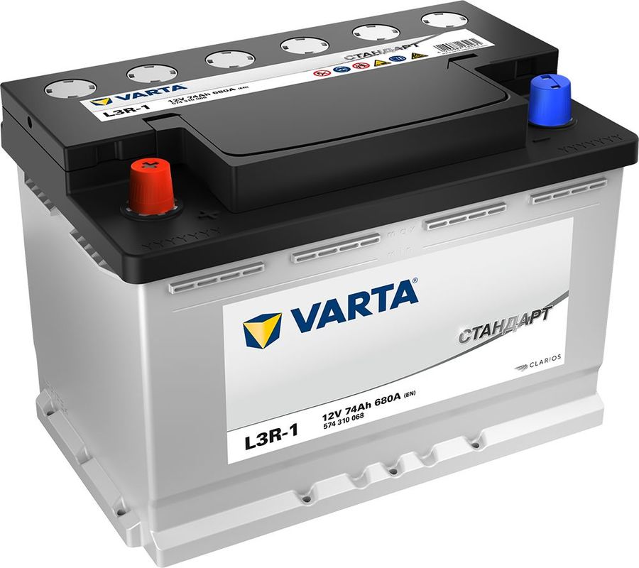 Автомобильный аккумулятор VARTA Стандарт 74 Ач 680А прям. пол. (278x175x190) 6СТ-74.1 L3R-1
