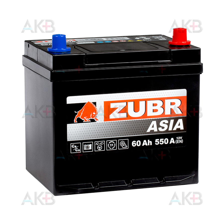 Автомобильный аккумулятор ZUBR Ultra Asia 60 Ач 550A (232x173x225) обр. пол.