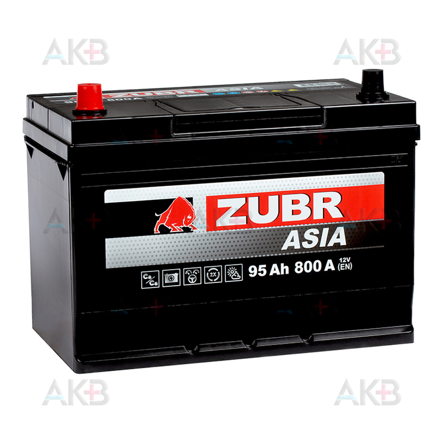 Автомобильный аккумулятор ZUBR Ultra Asia 95 Ач 820A (306x173x225) прям. пол.