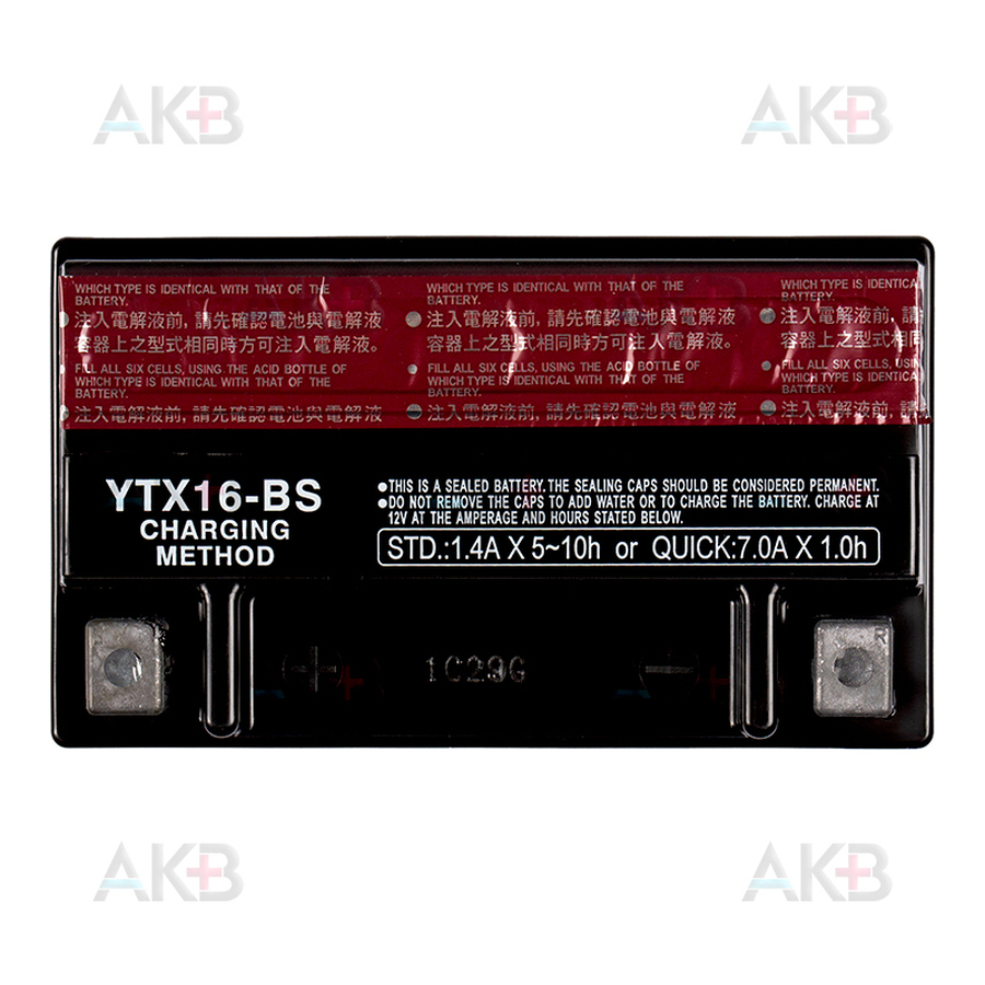 Мото аккумулятор Yuasa YTX16-BS - 14,7 Ач 230А (150x87x161) прям. пол. AGM сухозаряж