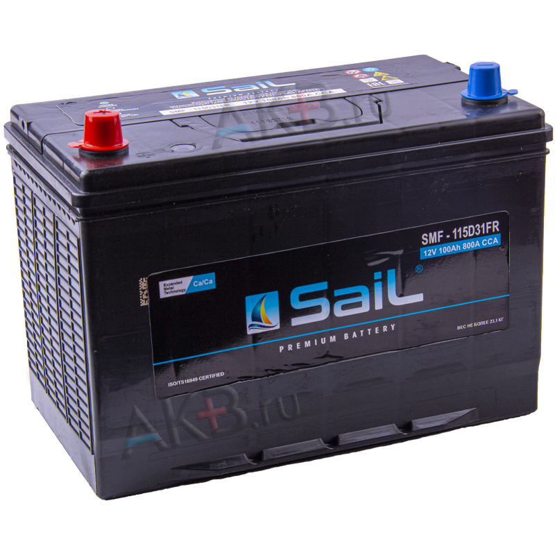 Автомобильный аккумулятор SaiL 115D31FR 100 Ач 800A (303x173x225) прям. пол.