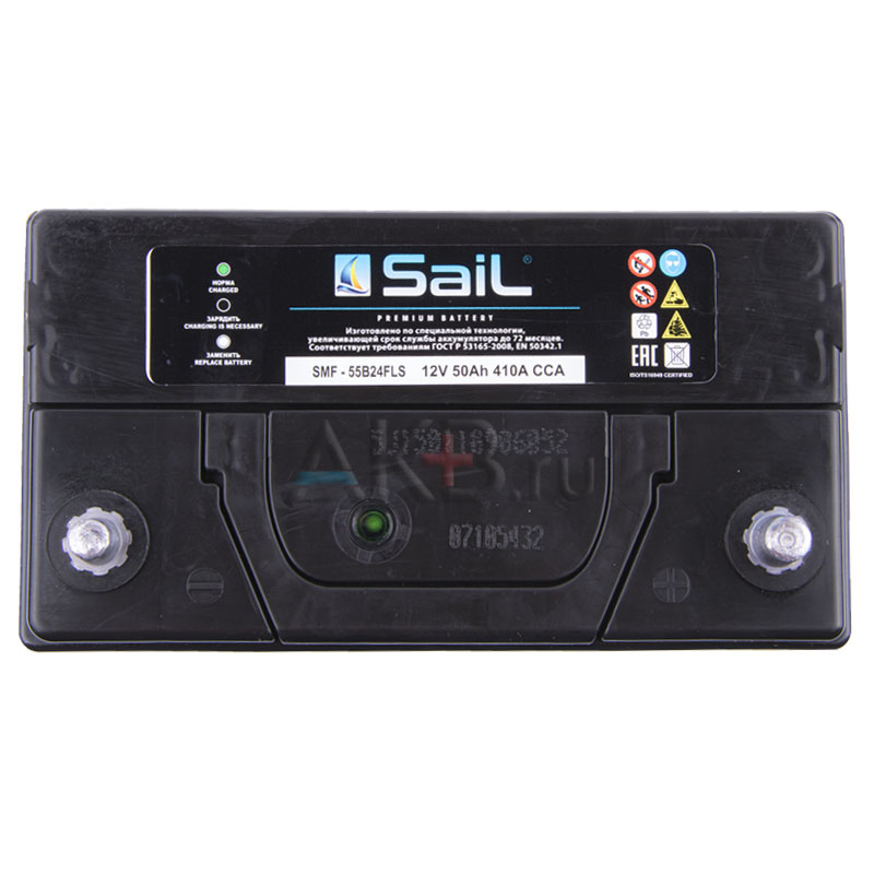 Автомобильный аккумулятор SaiL 55B24FLS 50 Ач 410A (236х128х223)