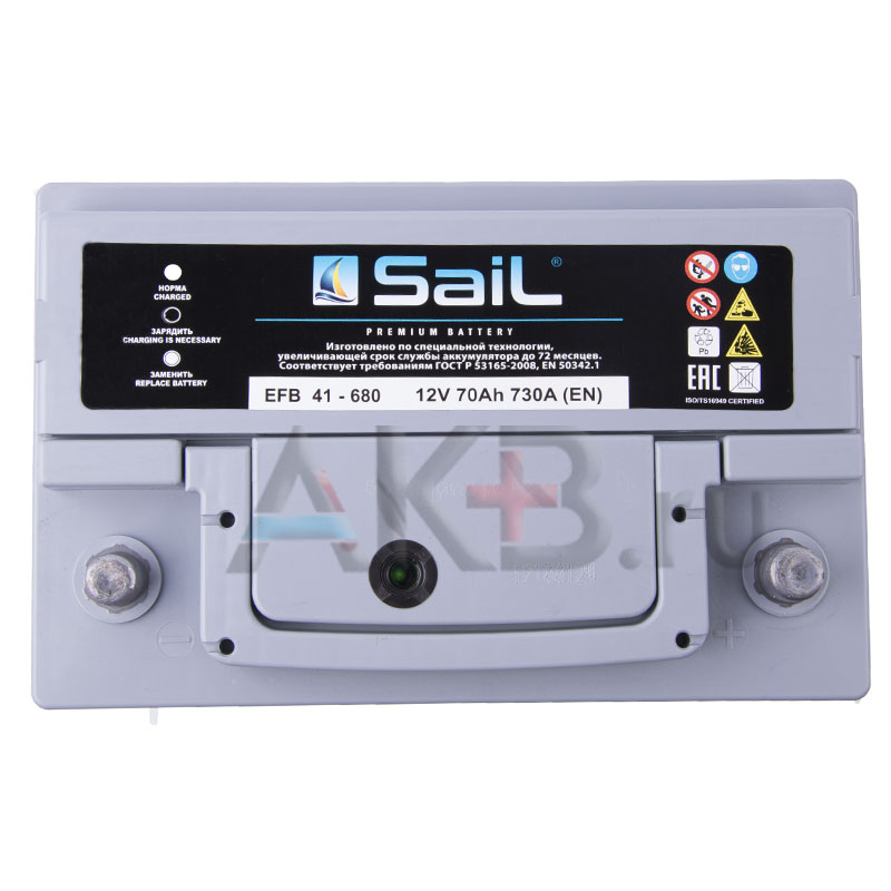 Автомобильный аккумулятор SaiL EFB 41-680 70 Ач 730A (278x175x190) обр. пол.
