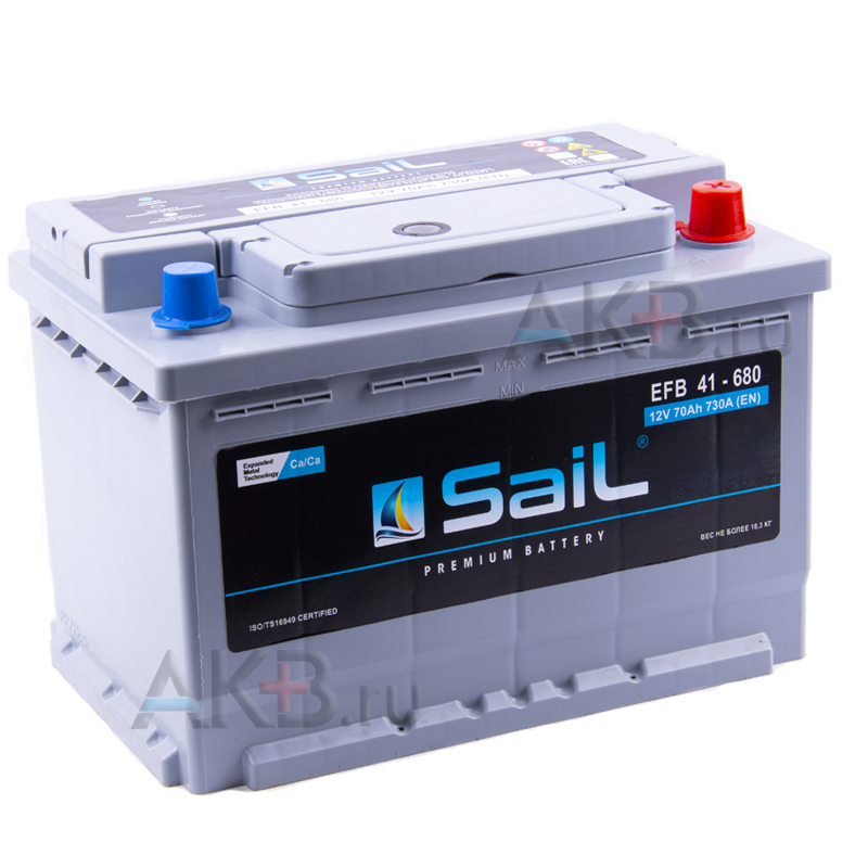 Автомобильный аккумулятор SaiL EFB 41-680 70 Ач 730A (278x175x190) обр. пол.