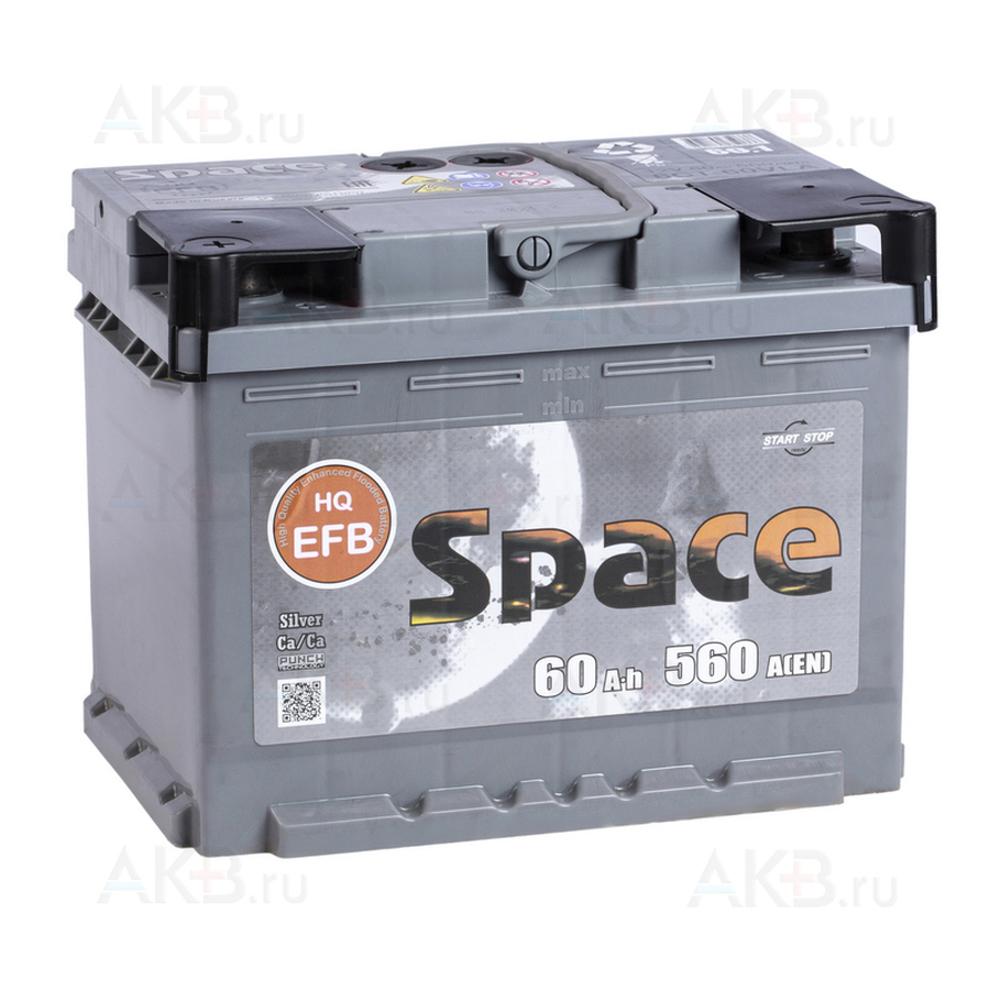 Автомобильный аккумулятор Space EFB 65 Ач 600A п.п. (242x175x190)