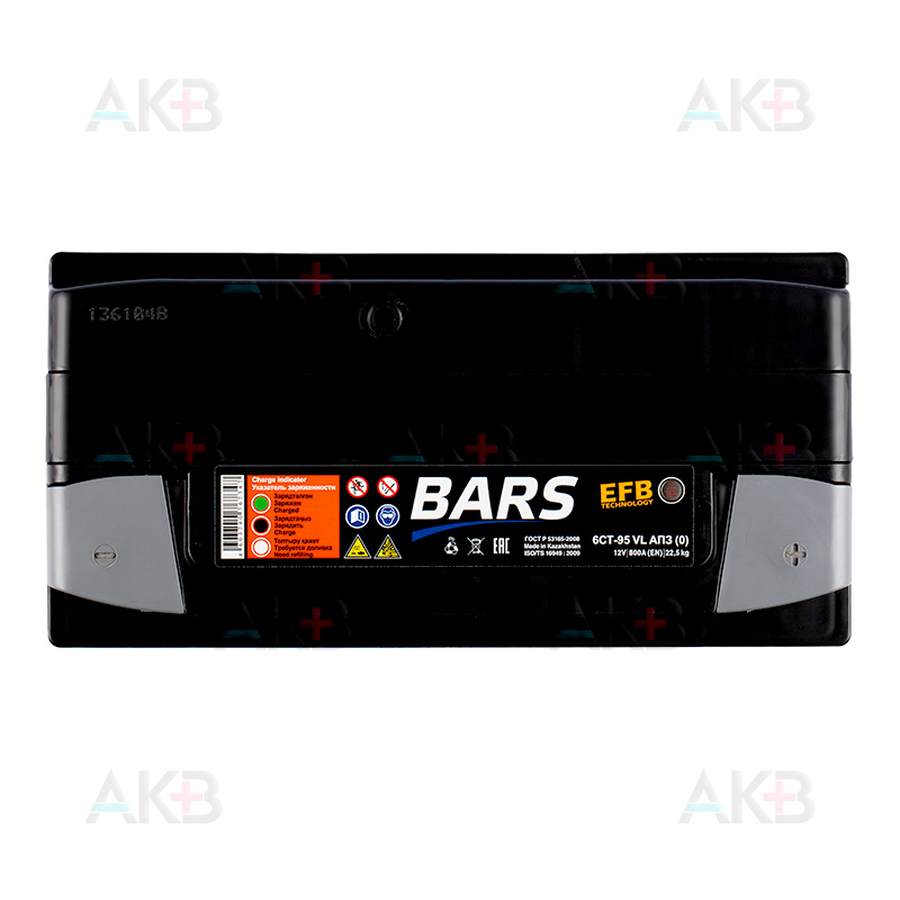 Автомобильный аккумулятор BARS EFB 95 Ач обр. пол. 800А (353x175x190)