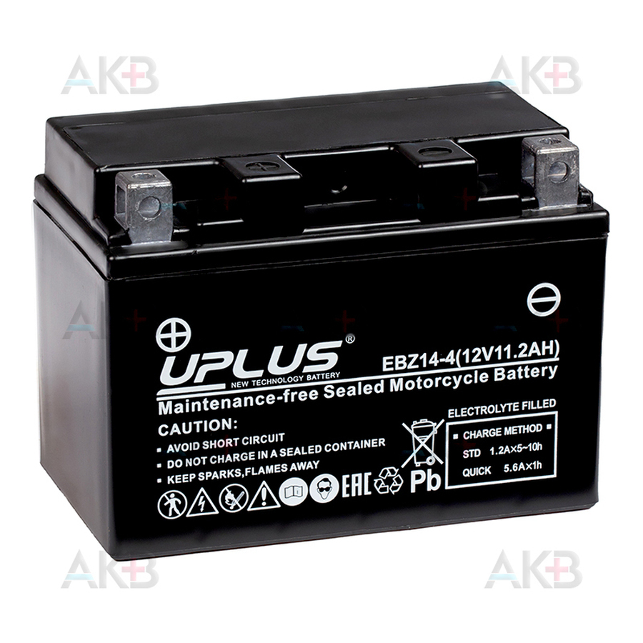 Мото аккумулятор Uplus EBZ14-4 12V 11.2Ah 230А прям.пол. (150x87x110) Super Start AGM YTZ14S