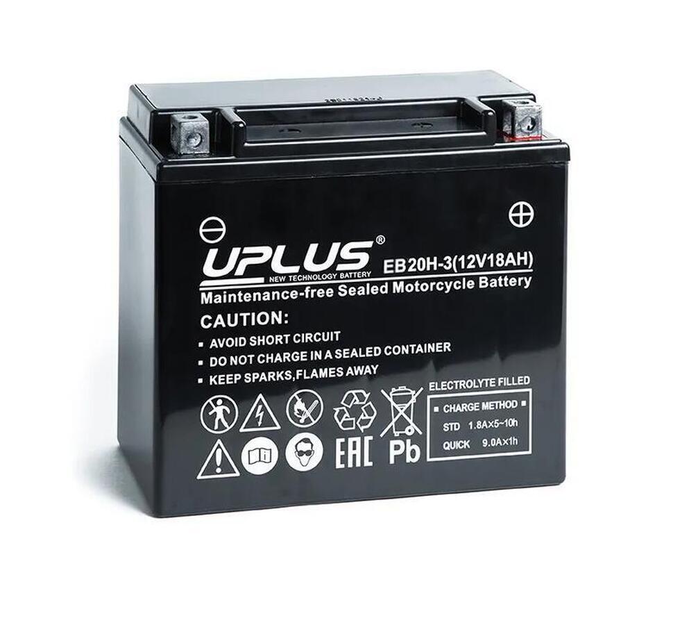 Мото аккумулятор Uplus EB20H-3 12V 18Ah 310А обр. пол. (175x87x155) Super Start AGM YTX20L-BS