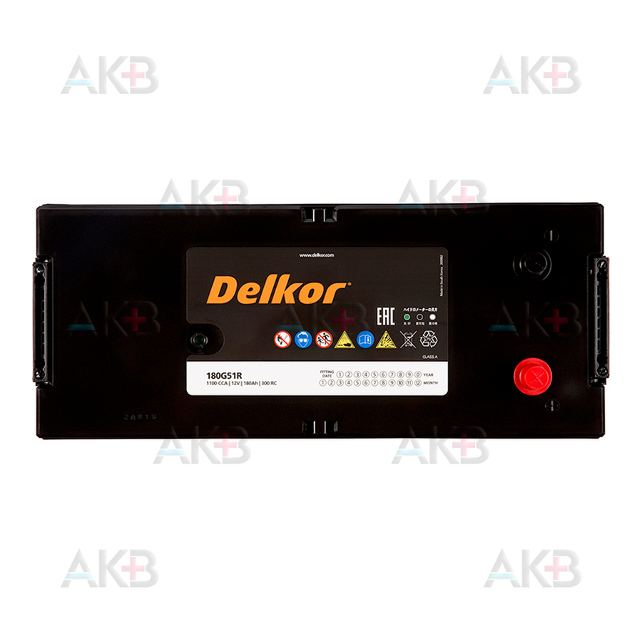 Автомобильный аккумулятор Delkor 180G51R 180 Ач обратная пол. (евро) 1100A 507х213х231