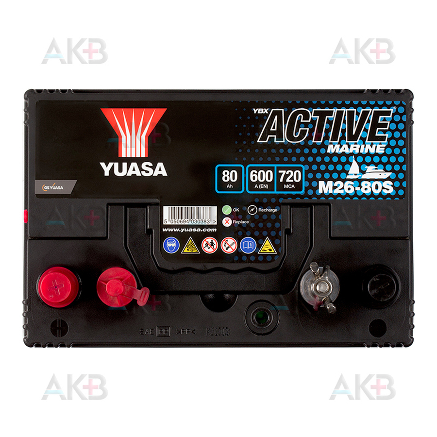 Автомобильный аккумулятор YUASA Active Marine 80 Ач 600A (260x174x225 ) M26-80S