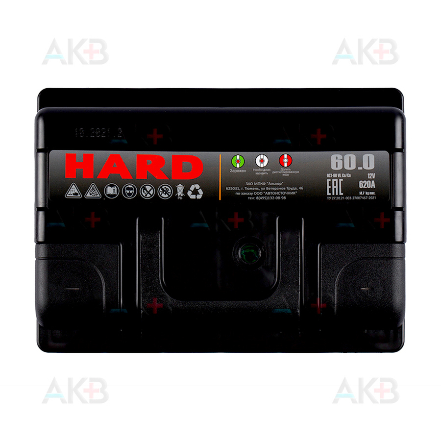 Автомобильный аккумулятор HARD 60 Ач 620A о.п. (242x175x190) ca/ca silver