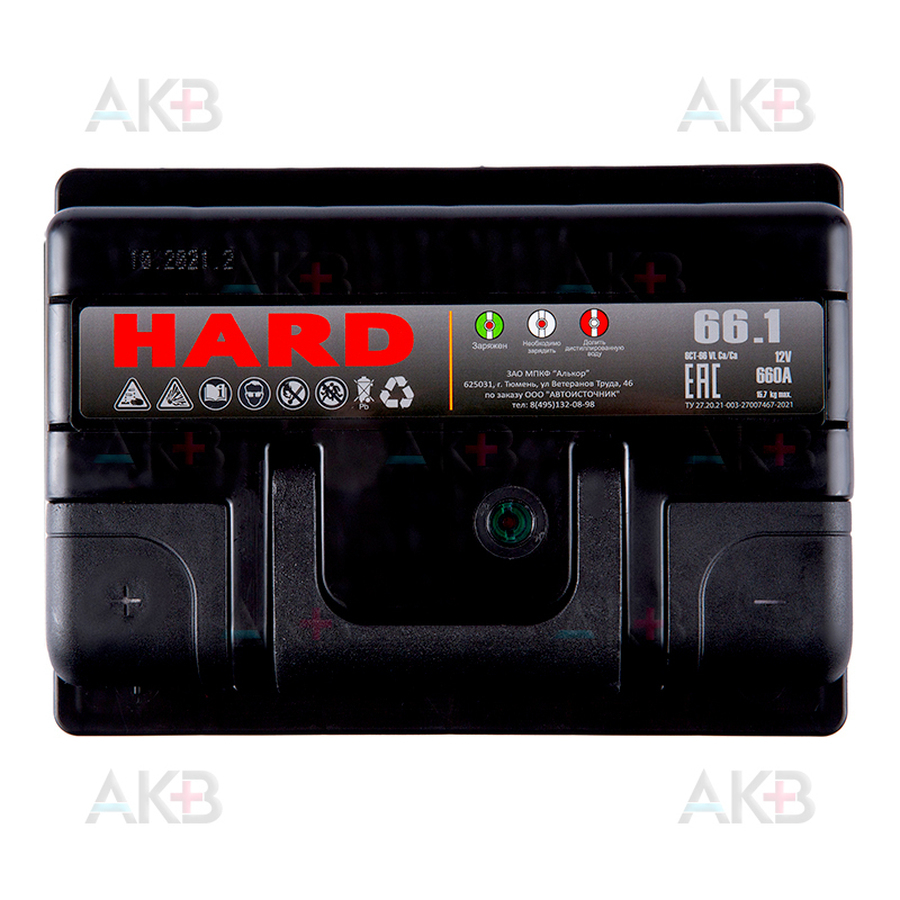 Автомобильный аккумулятор HARD 66 Ач 660A п.п. (242x175x190) ca/ca silver