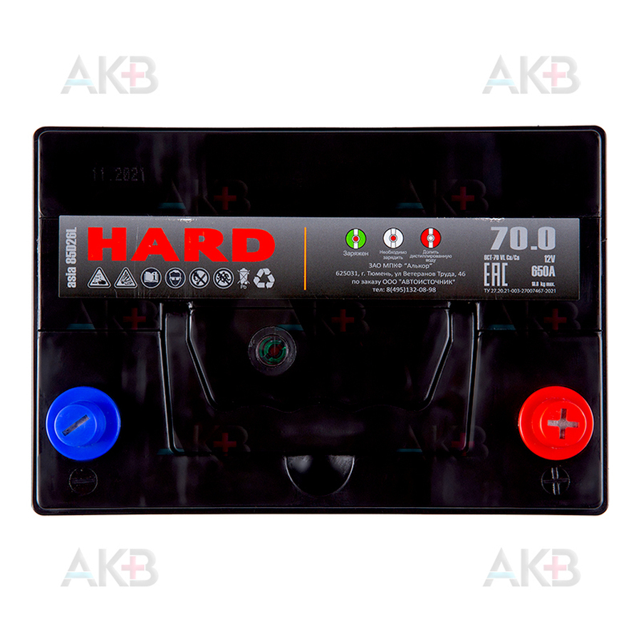 Автомобильный аккумулятор HARD Asia 85D26L 70 Ач 650A о.п. (260x173x225) ca/ca Silver