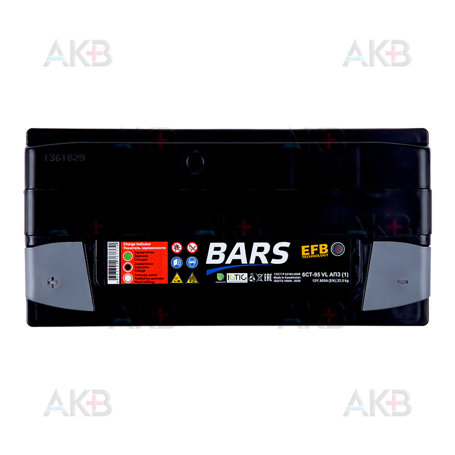 Автомобильный аккумулятор BARS EFB 95 Ач прям. пол. 800А (353x175x190)