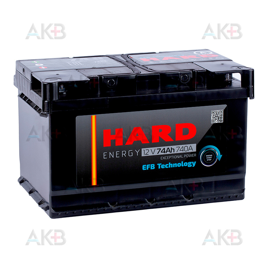 Автомобильный аккумулятор HARD EFB 74 Ач 740A о.п. (278x175x175) низк.