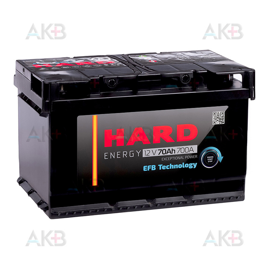 Автомобильный аккумулятор HARD EFB 70 Ач 700A о.п. (278x175x175) низк.