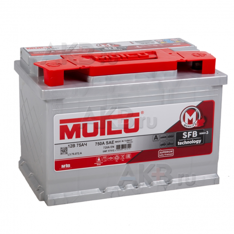 Автомобильный аккумулятор Mutlu Calcium Silver 75R 720A 278x175x190