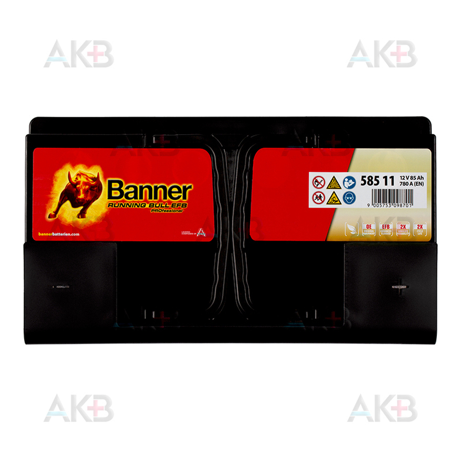 Автомобильный аккумулятор Banner Running Bull EFB PROfessional (585 11) 85R 780A 315х175х190